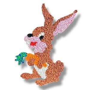 Melted Popcorn Easter Bunny with Carrot chocolate bunny rabbit spring decor